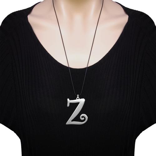 637KA Z harfi büyük harf çelik harf kolye (Yükseklik 5cm)