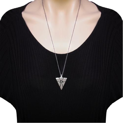 836Z Üçgen Sarmal spiral çelik unisex kolye