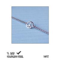 1457BY Peace-barış simgesi çelik bileklik